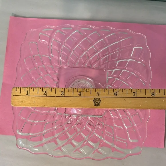Vintage LE Smith Trellis Clear Glass Square Pedestal Cake Stand - Picture 6 of 15